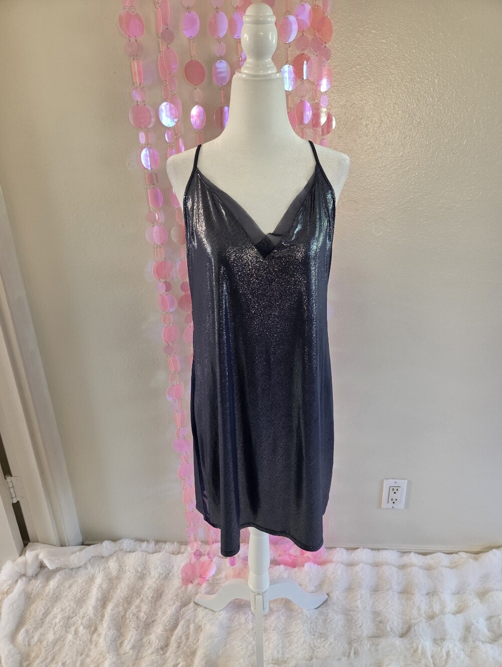 Victoria's Secret Shimmery Gunmetal Slip Dress